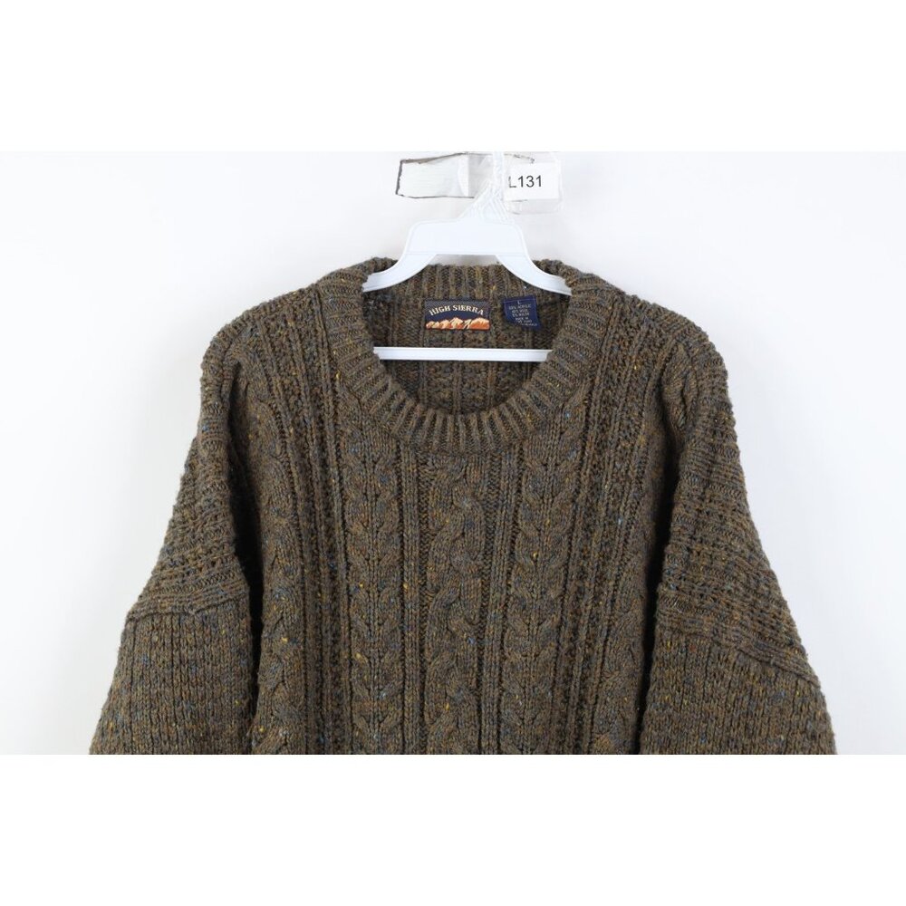 Vintage 90s Streetwear Mens Large Wool Blend Chunky Cable Knit Fisherman Sweater - Picture 2 of 10